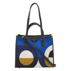 MY BEST BAG Made In Italy Circles Medium Woven Double Handle Tote And Leather Tr